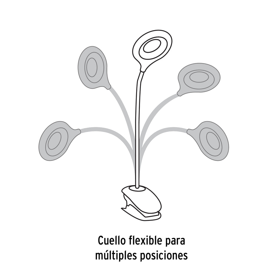 Lámpara escritorio LED 4 W recargable c/clip, 3 intensidades Caja con 2, 49201