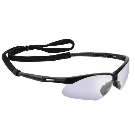 Lentes seguridad espejo azul c/cordón ajustable, Sport Caja con 6, 15184