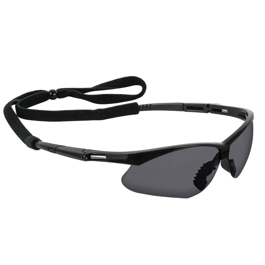 Lentes seguridad grises antiempaño c/cordón ajustable, Sport Caja con 6, 15172