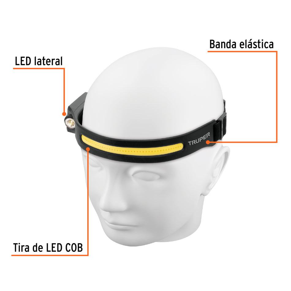Linterna de minero LED 350 lm con sensor, recargable, TRUPER Caja con 4, 103117