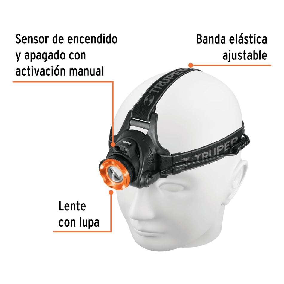 Linterna de minero LED 300 lm, recargable, TRUPER EXPERT Caja con 2, 12890
