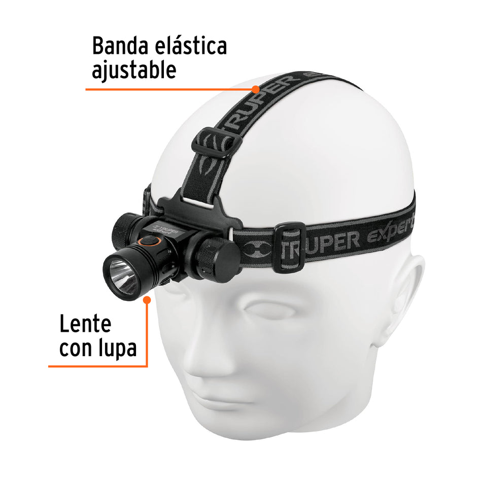 Linterna de minero LED 500 lm, recargable, TRUPER EXPERT, 18435