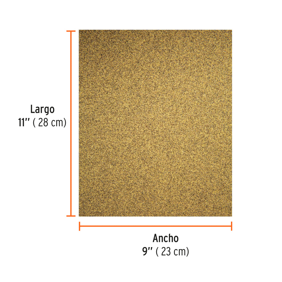 Lija para madera papel cabinet, grano 100, Truper Caja con 25, 11611
