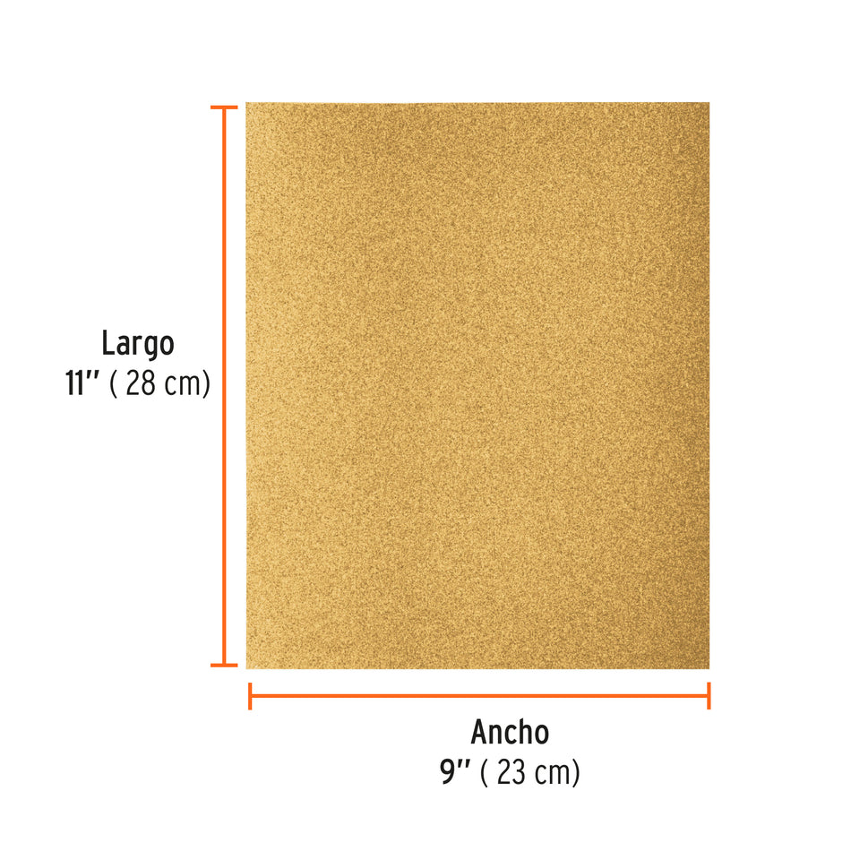 Lija para madera papel cabinet, grano 120, Truper Caja con 25, 11612