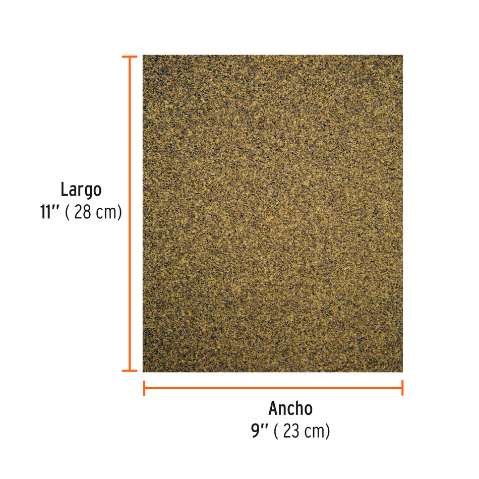 Lija para madera papel cabinet, grano 60, Truper Caja con 25, 11609