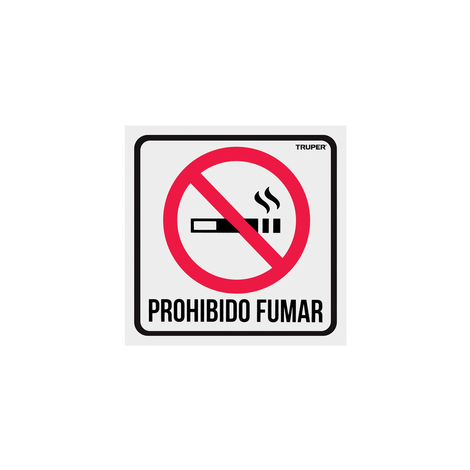 Letrero de señalización 'NO FUMAR', 19 x 19 cm, Truper Caja con 5, 18293