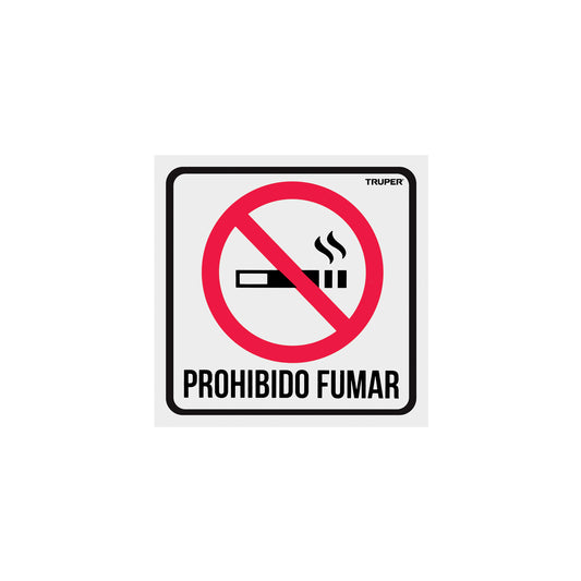 Letrero de señalización 'NO FUMAR', 19 x 19 cm, Truper Caja con 5, 18293