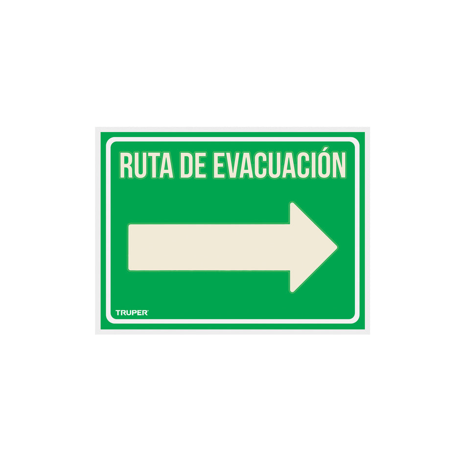 Letrero de señalización 'RUTA EVACUACIÓN DERECHA',21 x 28 cm Caja con 5, 18368