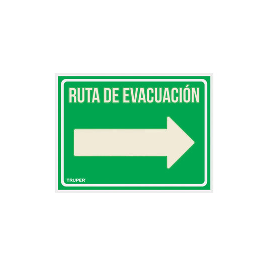 Letrero de señalización 'RUTA EVACUACIÓN DERECHA',21 x 28 cm Caja con 5, 18368