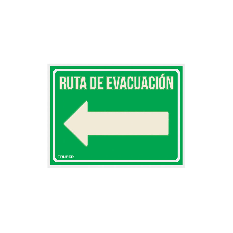 Letrero de señalización 'RUTA EVACUACIÓN IZQUIERDA',21x28 cm Caja con 5, 18369