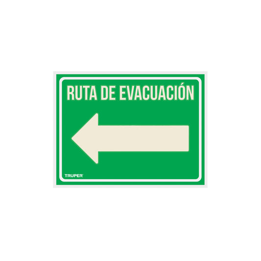 Letrero de señalización 'RUTA EVACUACIÓN IZQUIERDA',21x28 cm Caja con 5, 18369