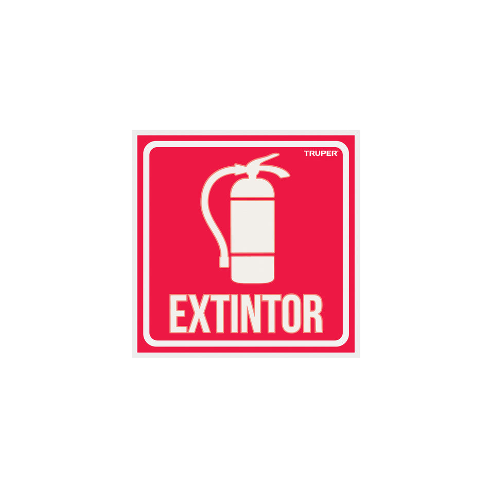 Letrero de señalización 'EXTINTOR', 19 x 19 cm, Truper Caja con 5, 18434