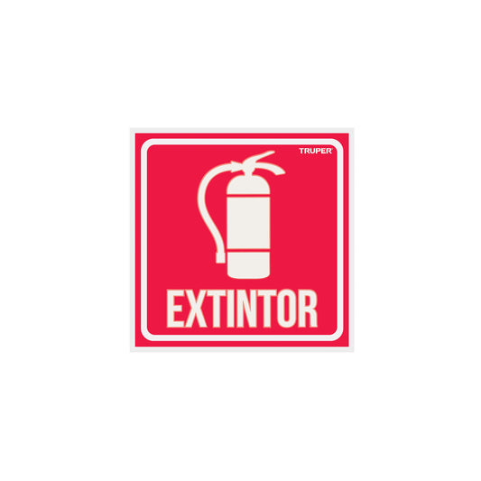 Letrero de señalización 'EXTINTOR', 19 x 19 cm, Truper Caja con 5, 18434