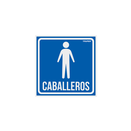 Letrero de señalización 'CABALLEROS', 19 x 19 cm, Truper Caja con 5, 18474