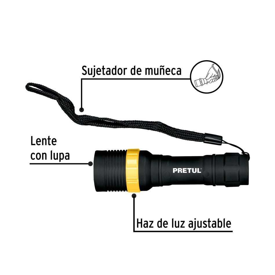 Linterna plástica 1 LED 40 lm de 1 pila AA, Pretul Caja con 4, 28019