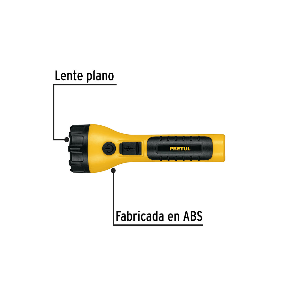 Linterna plástica de LED, 120 lm, recargable, PRETUL Caja con 6, 26101