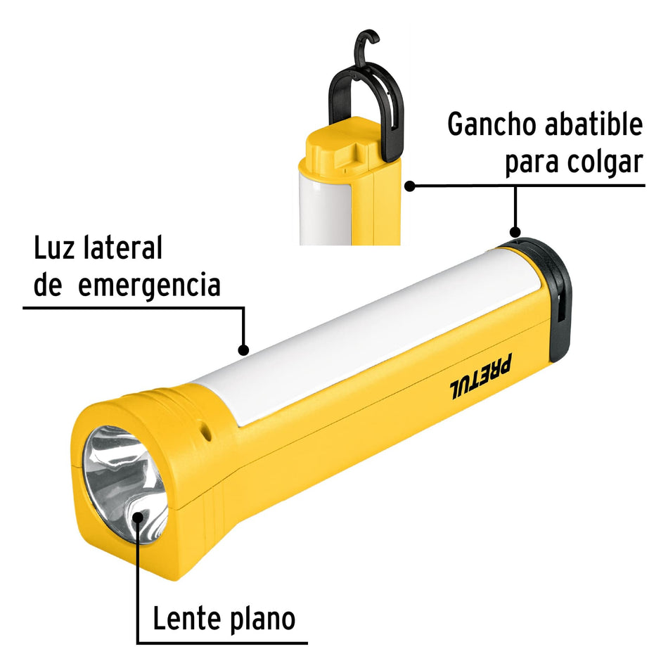 Linterna plástica de LED, 100 lm, recargable, PRETUL Caja con 4, 26070