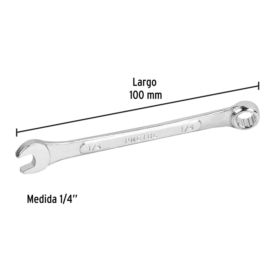 Llave combinada 1/4' x 100 mm de largo, Pretul Caja con 12, 21880