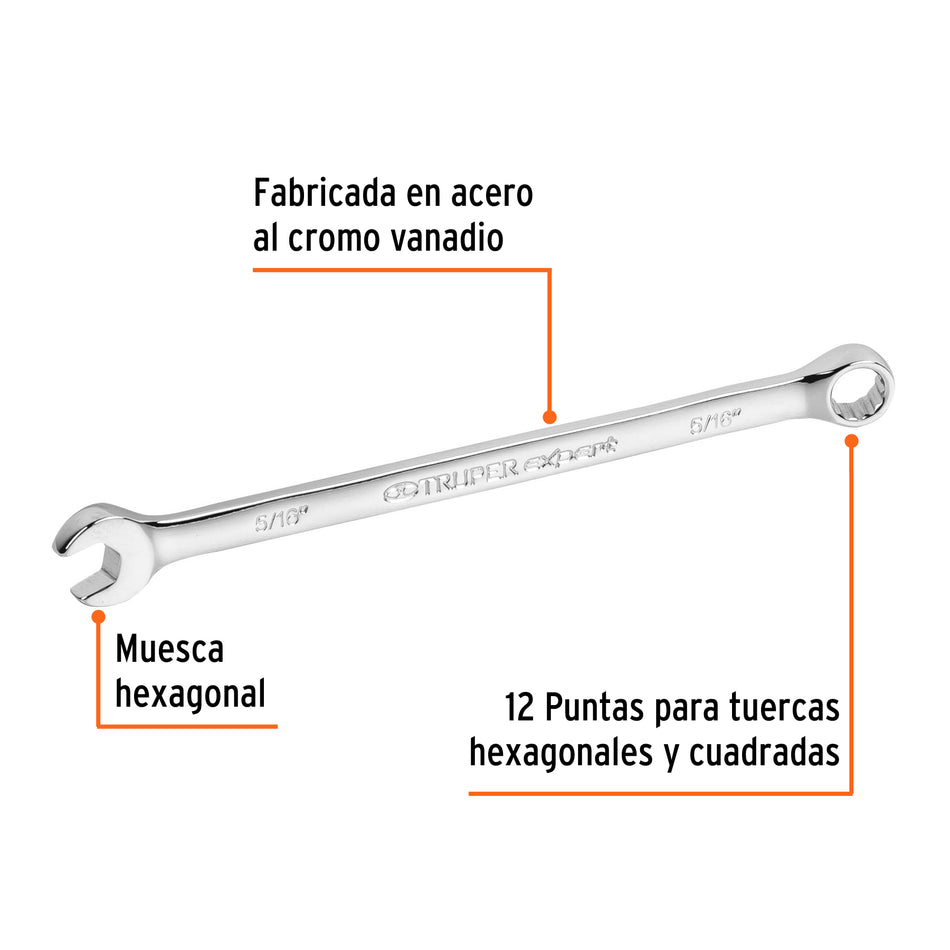 Llave combinada extralarga 5/16' x 145 mm de largo, Expert Caja con 6, 15591