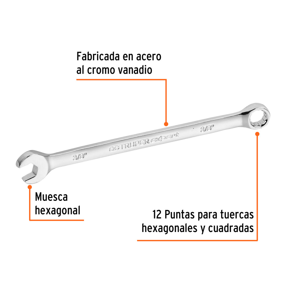 Llave combinada extralarga 3/8' x 164 mm de largo, Expert Caja con 6, 15592
