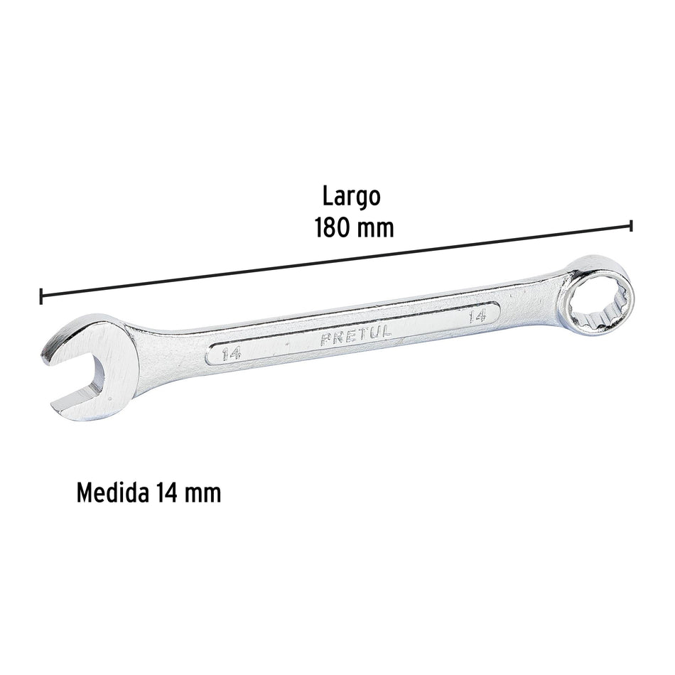 Llave combinada 14 mm x 180 mm de largo, Pretul Caja con 12, 21908