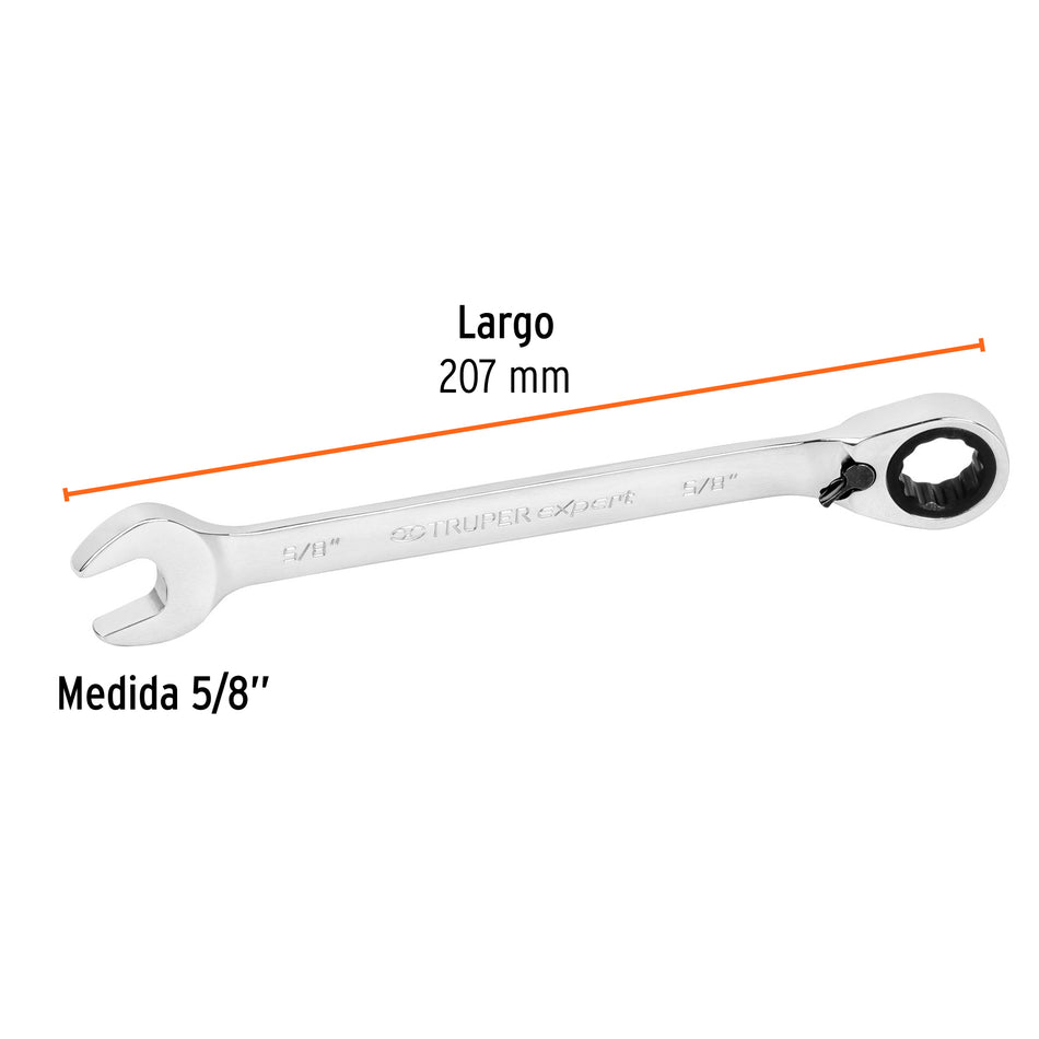 Llave combinada matraca reversible 5/8'x207 mm largo, Expert Caja con 3, 13549