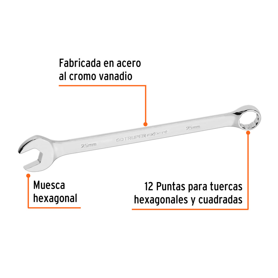 Llave combinada extralarga 25 mm x 355 mm de largo, Expert, 15651