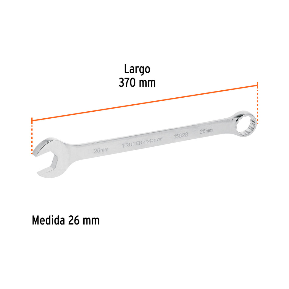 Llave combinada extralarga 26 mm x 370 mm de largo, Expert, 15628