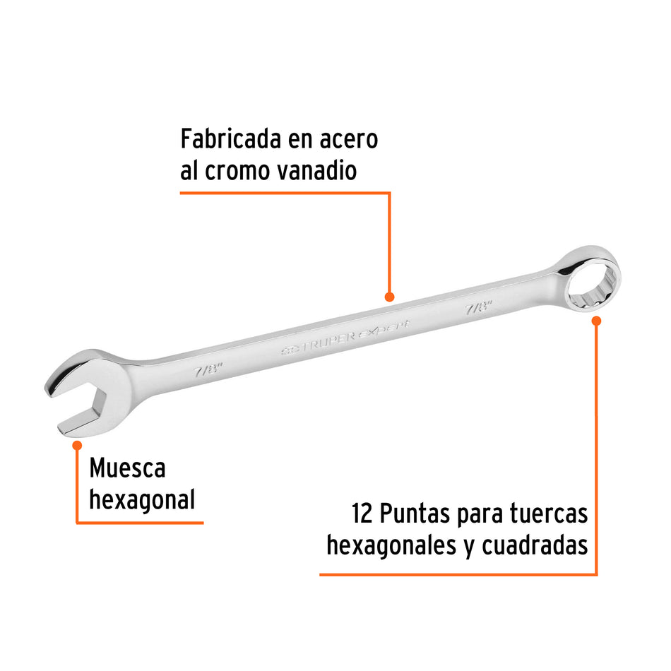 Llave combinada extralarga 7/8' x 316 mm de largo, Expert Caja con 6, 15600
