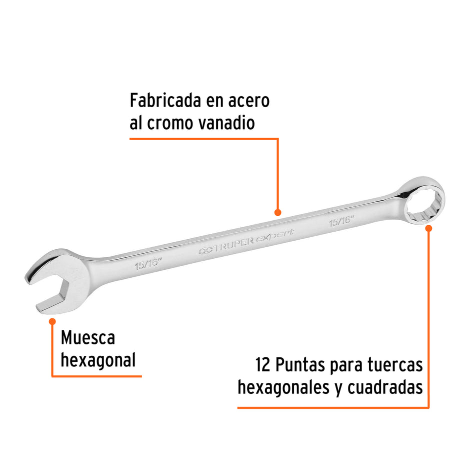 Llave combinada extralarga 15/16' x 336 mm de largo, Expert Caja con 6, 15601