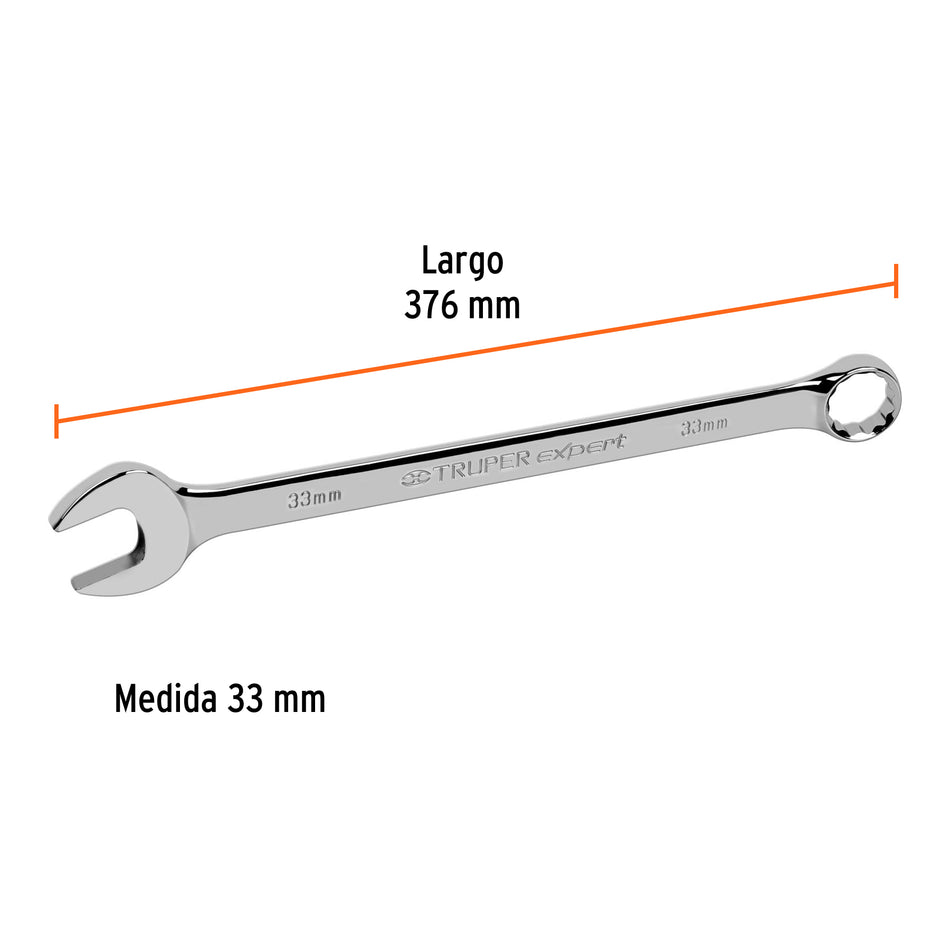 Llave combinada extralarga 33 mm x 376 mm de largo, Expert, 13818