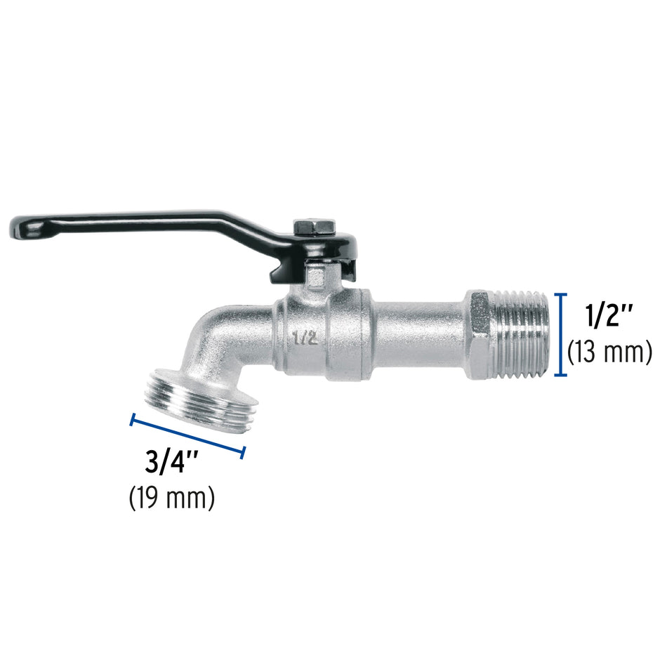 Llave de esfera de zinc 1/2', 110 g, s/adaptador, Pretul Caja con 12, 28200