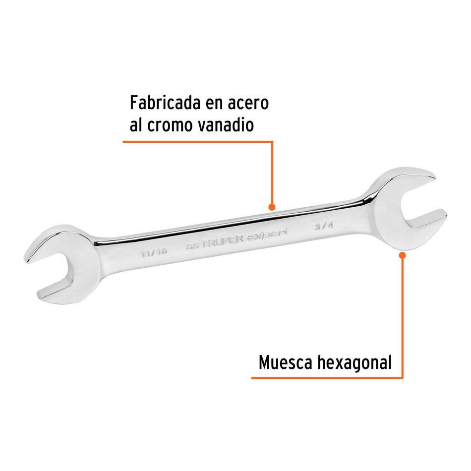 Llave española, 11/16 x 3/4' x 220 mm de largo, Expert Caja con 6, 15696