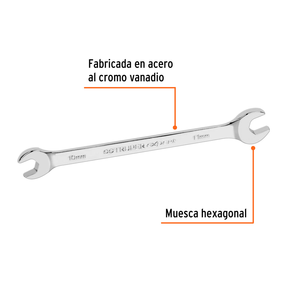 Llave española 10 x 11 x 162 mm de largo, Truper Expert Caja con 6, 15708