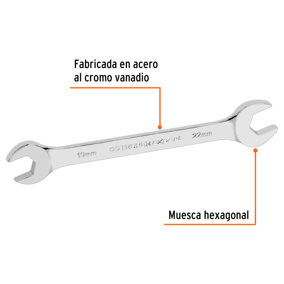Llave española 19 x 22 x 242 mm de largo, Truper Expert Caja con 6, 15717