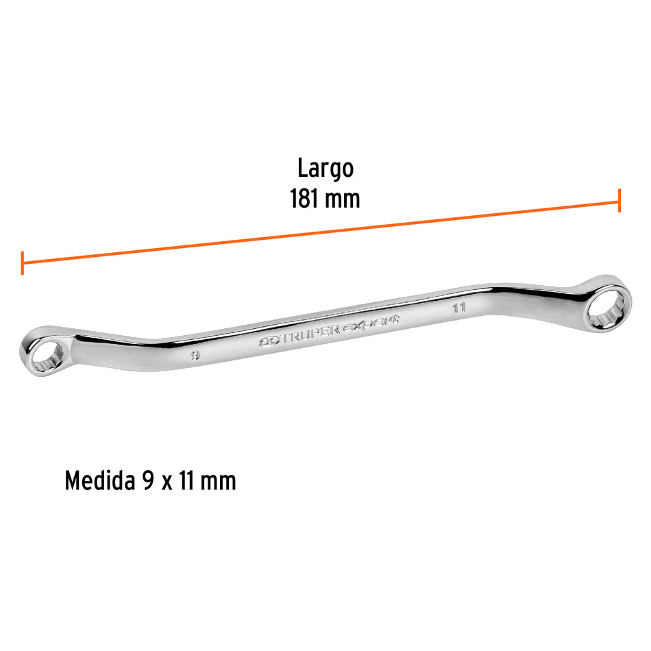 Llave de estrías 9 x 11 x 181 mm largo, Truper Expert Caja con 6, 15760