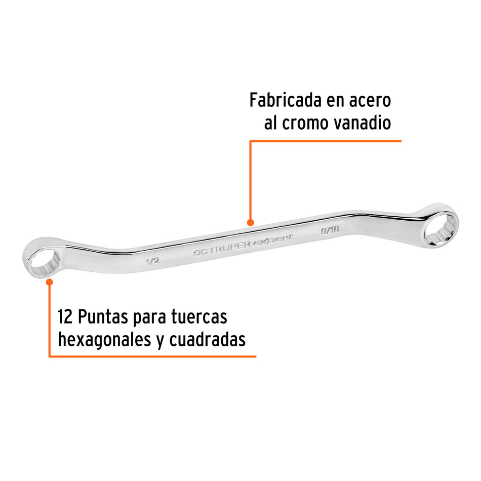 Llave de estrías 1/2 x 9/16' x 205 mm largo, Truper Expert Caja con 6, 15751