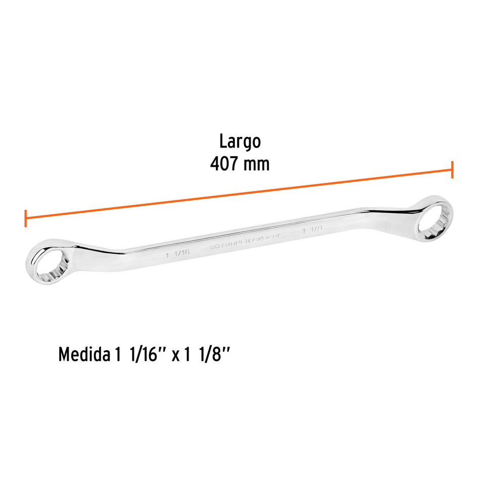 Llave de estrías 1-1/16 x 1-1/8' x 407 mm largo, Expert Caja con 6, 15756
