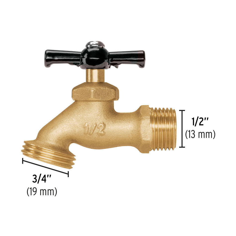 Llave p/manguera, de latón 100g, 1/2', blíster, PRETUL Caja con 6, 23145