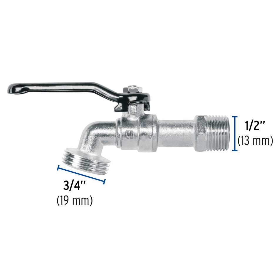 Llave de esfera de zinc 1/2', 110 g, s/adaptador, Basic Caja con 12, 48243