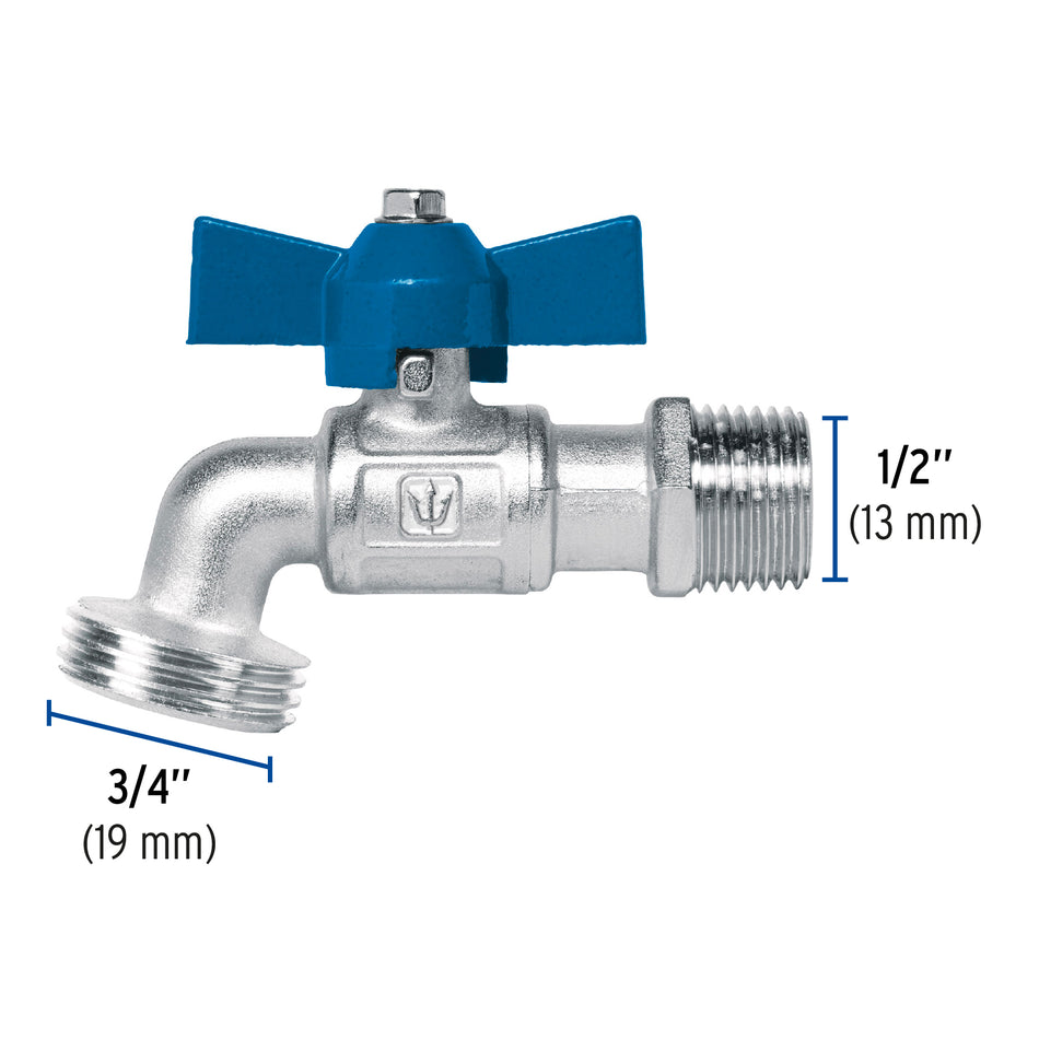 Llave esfera de latón 1/2', maneral corto, 130g, s/adaptador Caja con 6, 45967