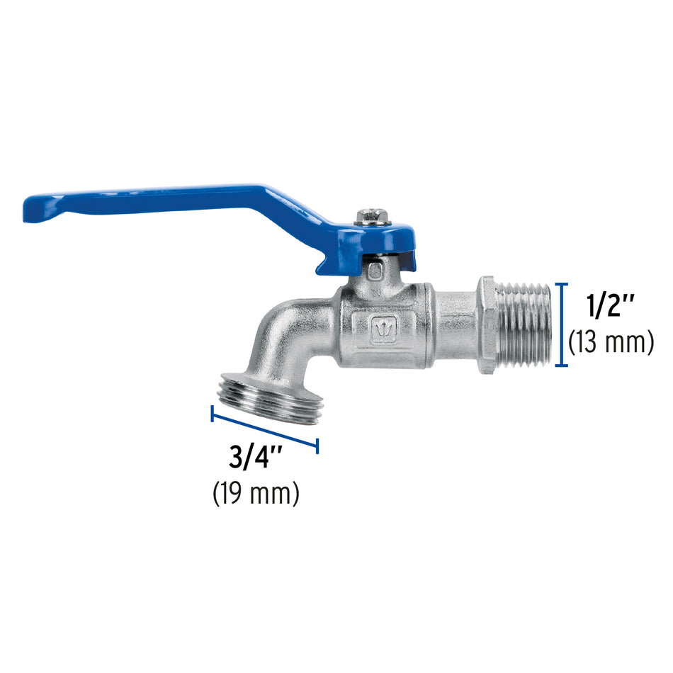 Llave de esfera de latón 1/2', 140 g, s/adaptador, Foset Caja con 6, 45969