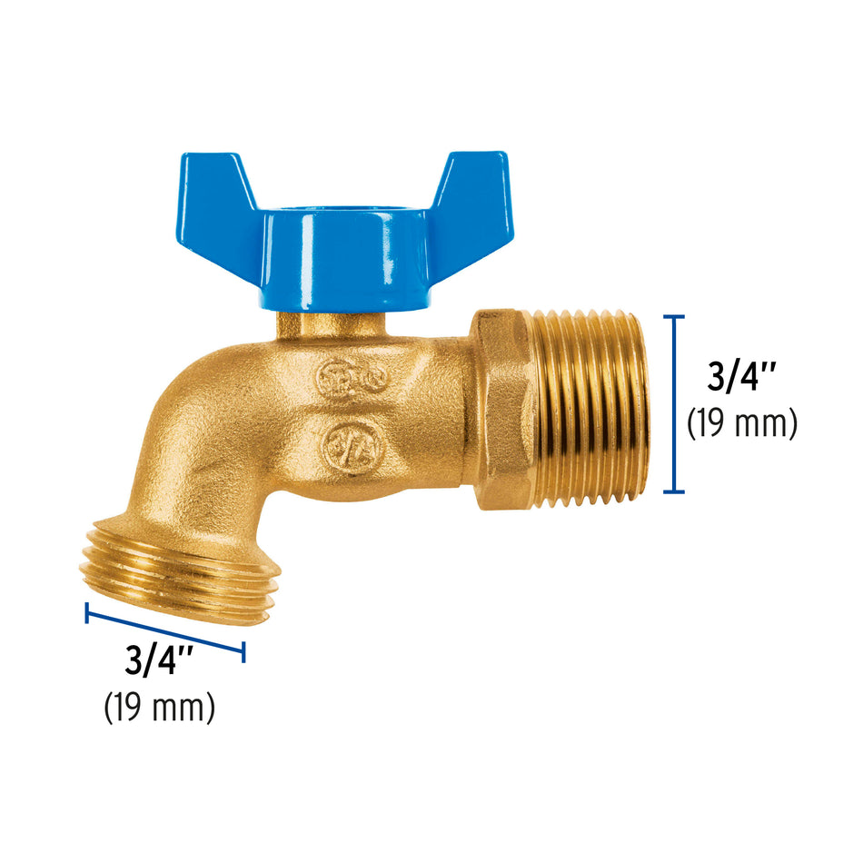 Llave de esfera de latón 3/4' con rosca para manguera, Foset Caja con 6, 49054