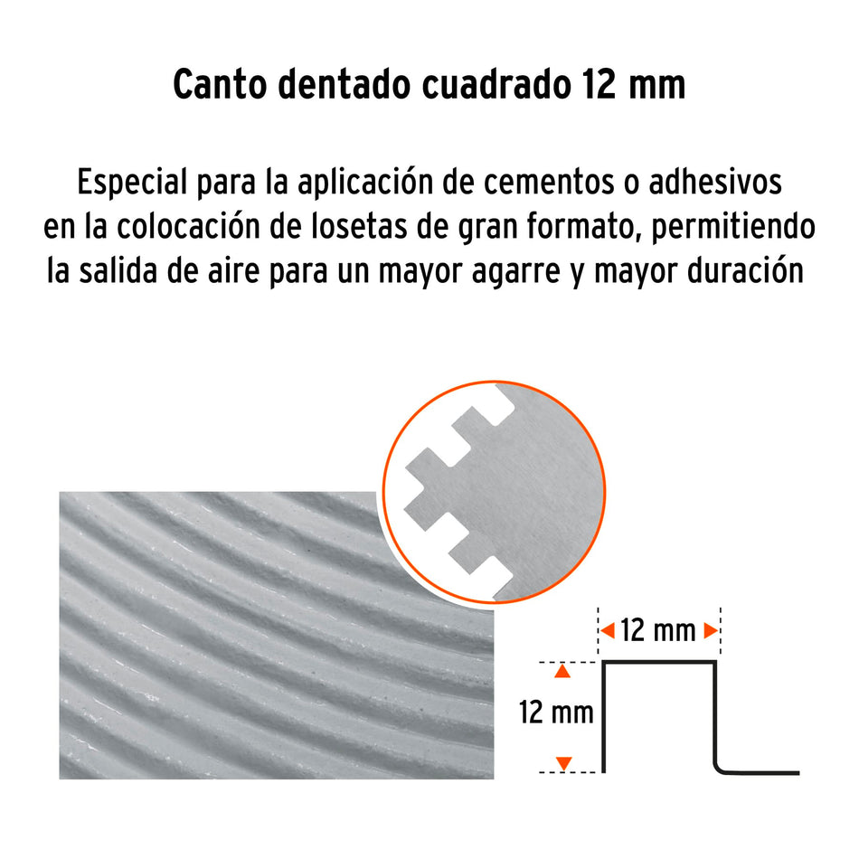 Llana 11' dentado cuadrado 1/2', 6 remaches, mgo comfort Caja con 6, 102791
