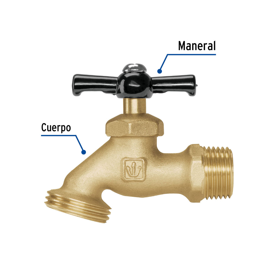Llave p/manguera, de latón 100g, 1/2', granel, BASIC Caja con 12, 49074