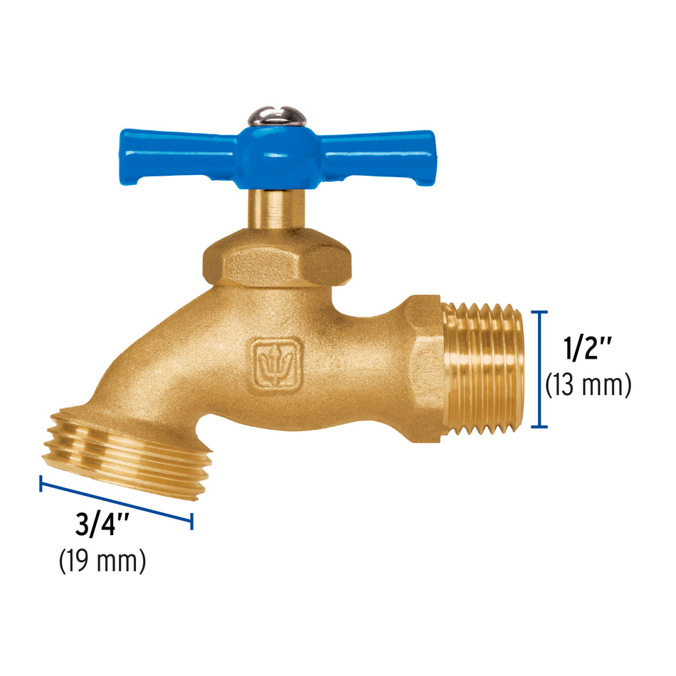 Llave p/manguera, de latón cromado, 130g, 1/2',granel, FOSET Caja con 6, 49089