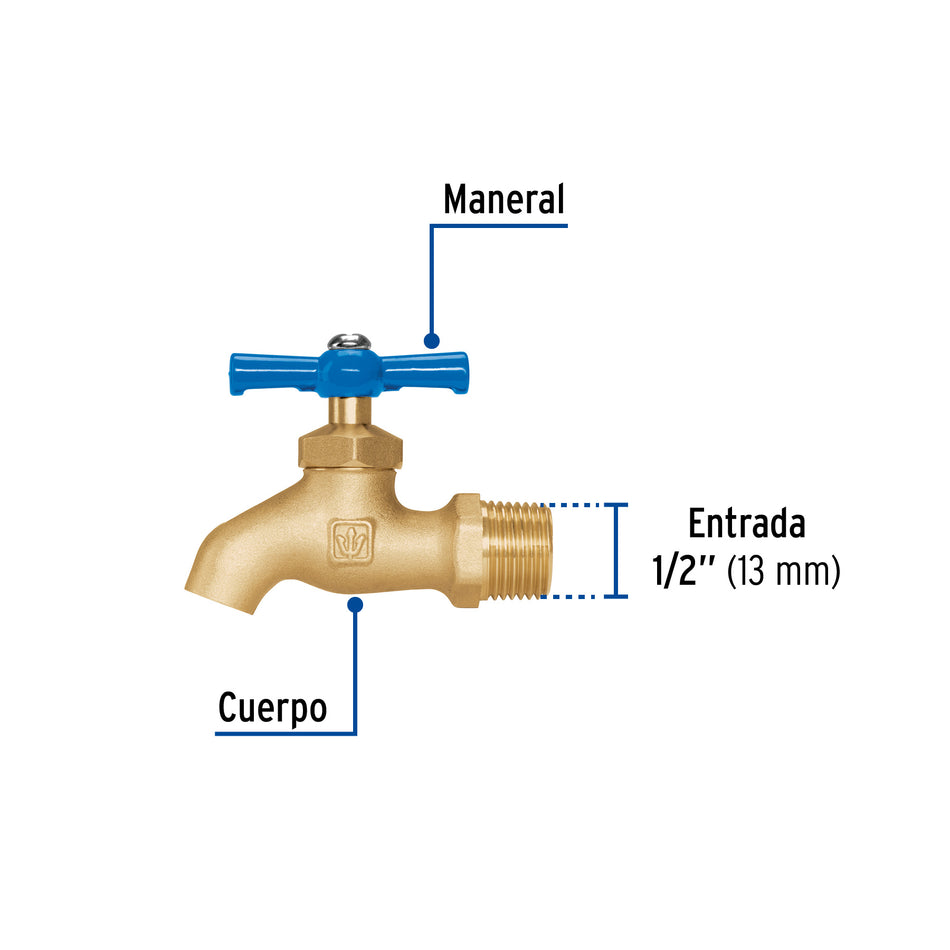 Llave de nariz de latón, 135 g, entrada 1/2', Foset Caja con 6, 49090