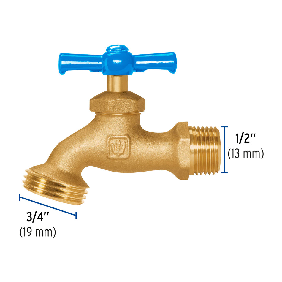 Llave p/manguera, de latón, 140g, 1/2', granel, FOSET Caja con 6, 49082