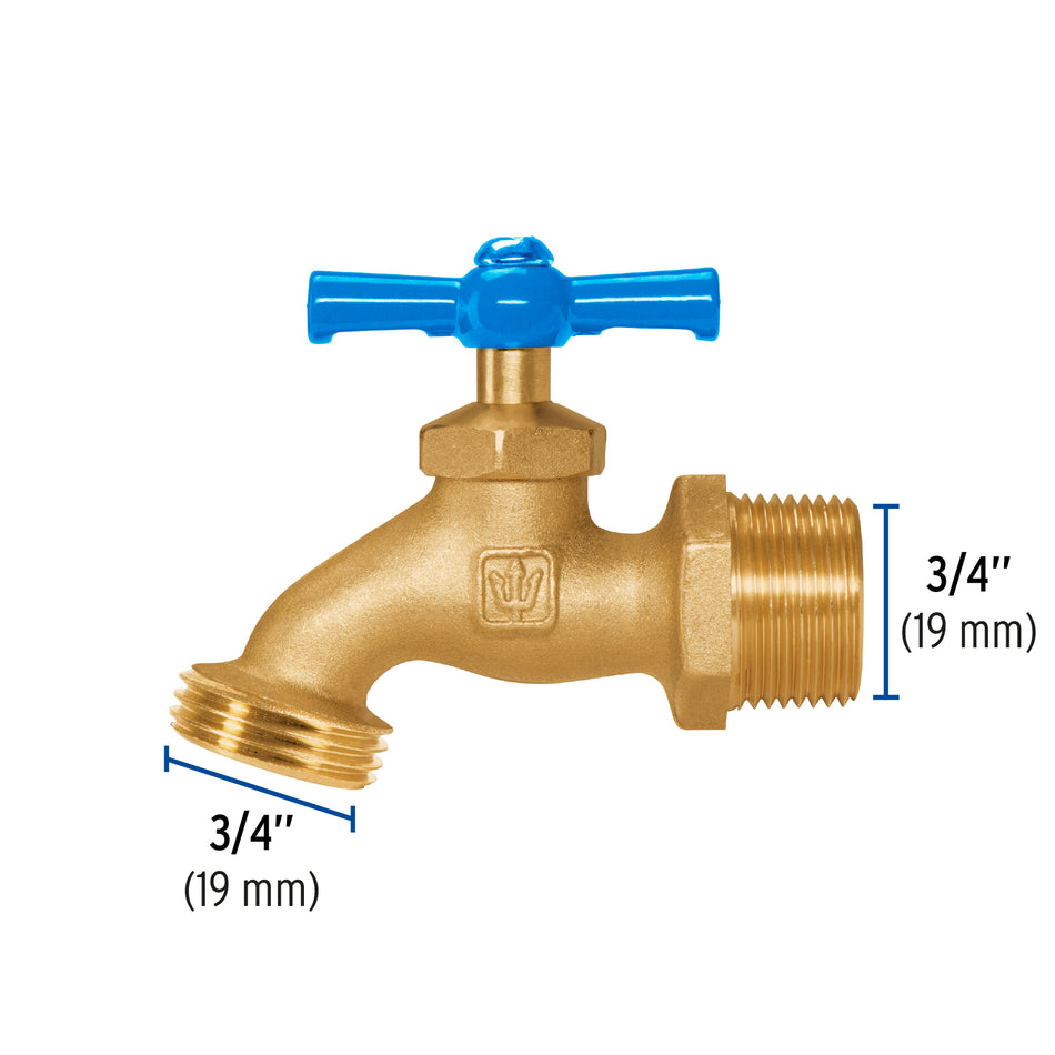Llave p/manguera, de latón, 180g, 3/4', granel, FOSET Caja con 6, 49088