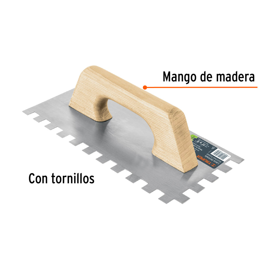 Llana 11' dentado cuadrado 1/2', tipo español, mgo madera Caja con 6, 102750
